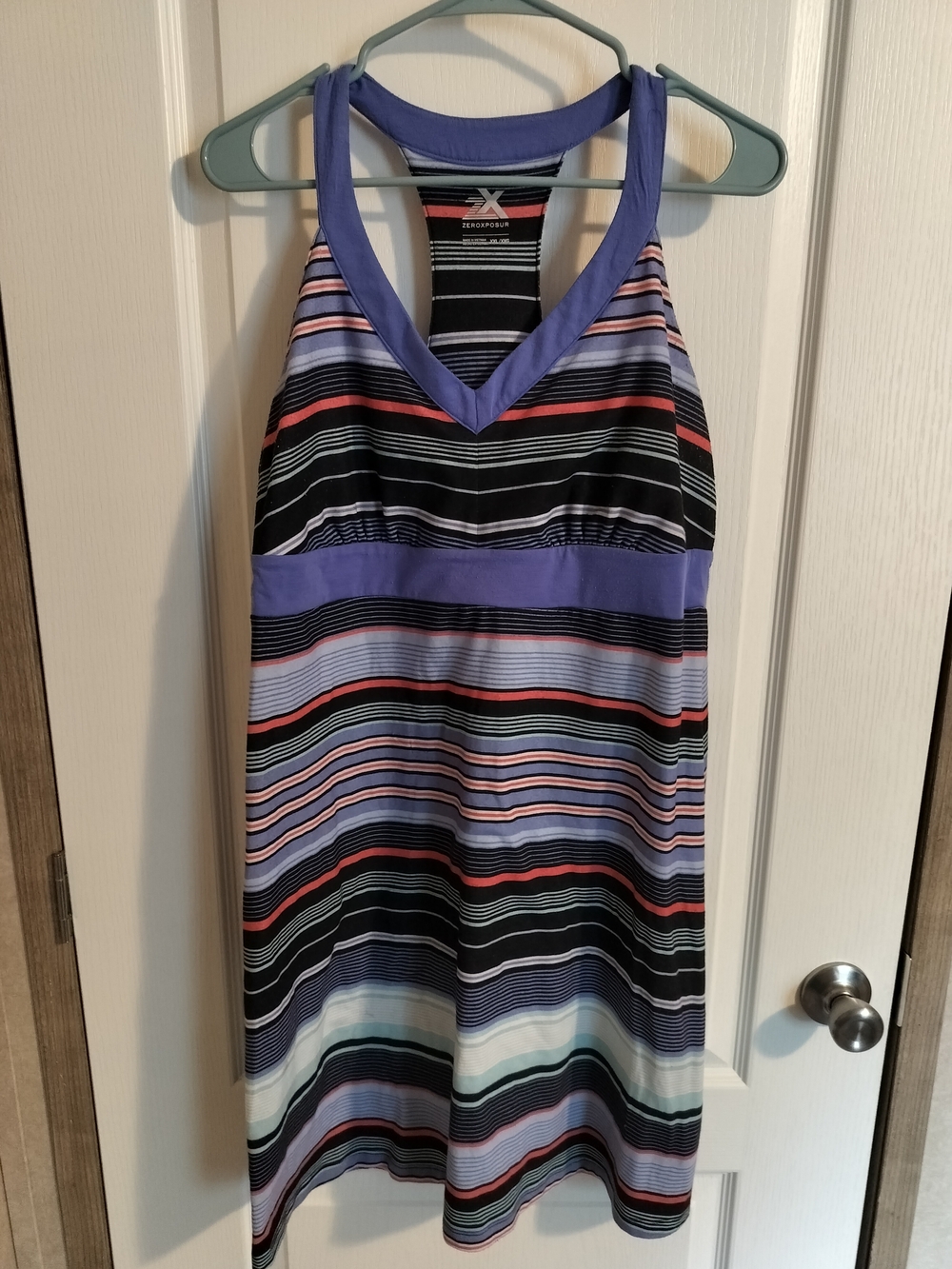 Xersion Striped Racerback Dress in Lavender & Black - Size XXL